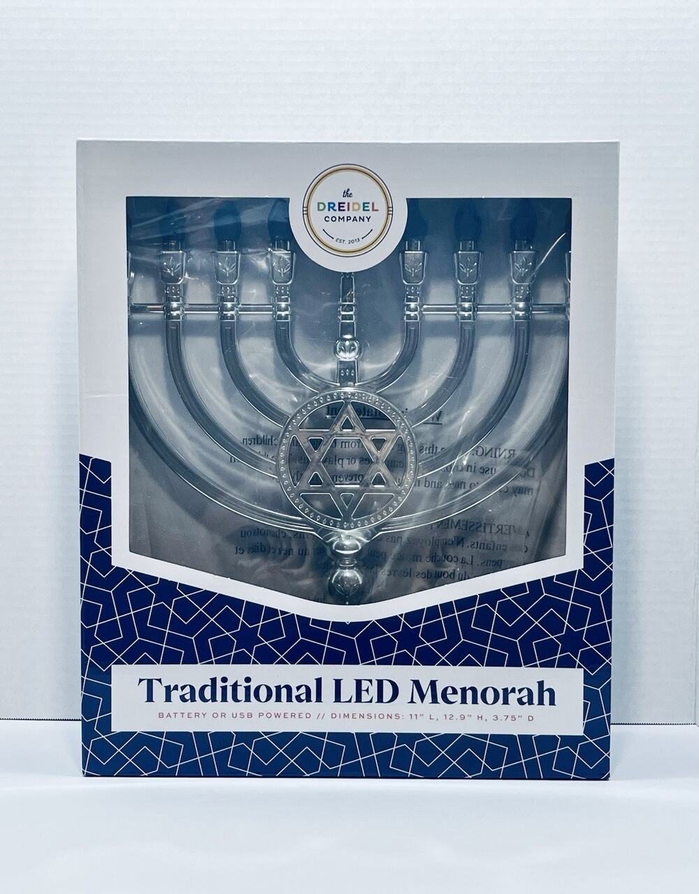 The Dreidel Company LED Electric Silver Hanukkah Tree of Life Menorah - Battery